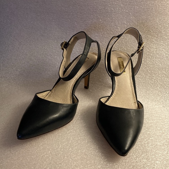 NWOT - Louise et Cie Marine Blue Ankle Strap Leather Heel Shoes - Sz 6.5M/36.5* - Picture 8 of 16